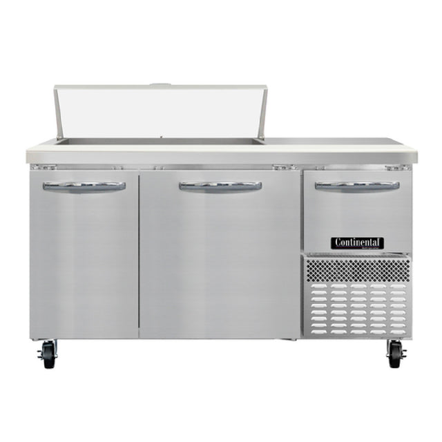 Continental Refrigerator RA60N10 Refrigerated Base Sandwich Unit 60"W 300 Series Stainless Steel Top With (10) 1/6 Size X 4" Deep Pans