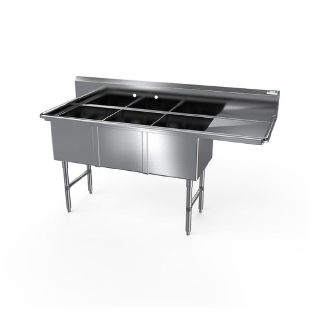 NBR Equipment 3SS-182414R18 Premium Sink Three-compartment 76-3/16"W X 29-1/2"D X 44-1/16"H Overall Size