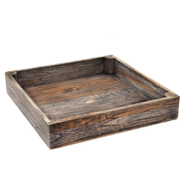 Steelite DWFBWDBASK2SAG Fusion Slatted Flat Basket 14.0"W X 14.0"D Wood