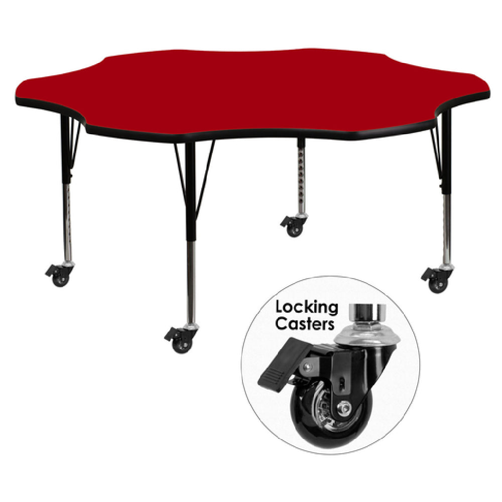 Flash Furniture XU-A60-FLR-RED-T-P-CAS-GG Activity Table 60"W X 60"D X 17-2/5" To 25-2/5" Adjustable Height