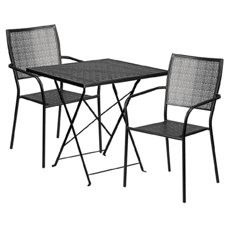 Flash Furniture CO-28SQF-02CHR2-BK-GG Patio Table Set Includes (1) Folding Table: 28"W X 28"D X 28-1/4"H