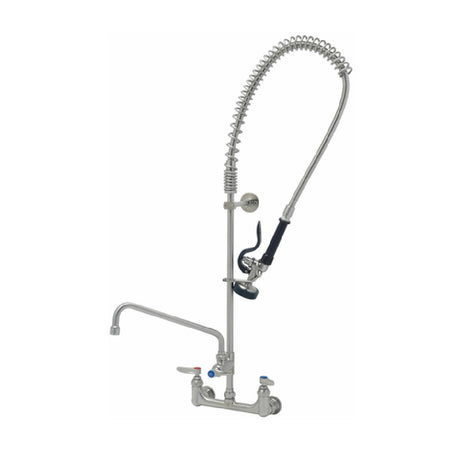 T&S Brass S-0133-A12-B EverSteel Pre-Rinse Unit: EasyInstall 8" Stainless Steel Wall Mount Mixing Faucet