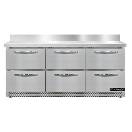 Continental Refrigerator SW72NBS-FB-D Work Top Refrigerator Front Breather 72"W