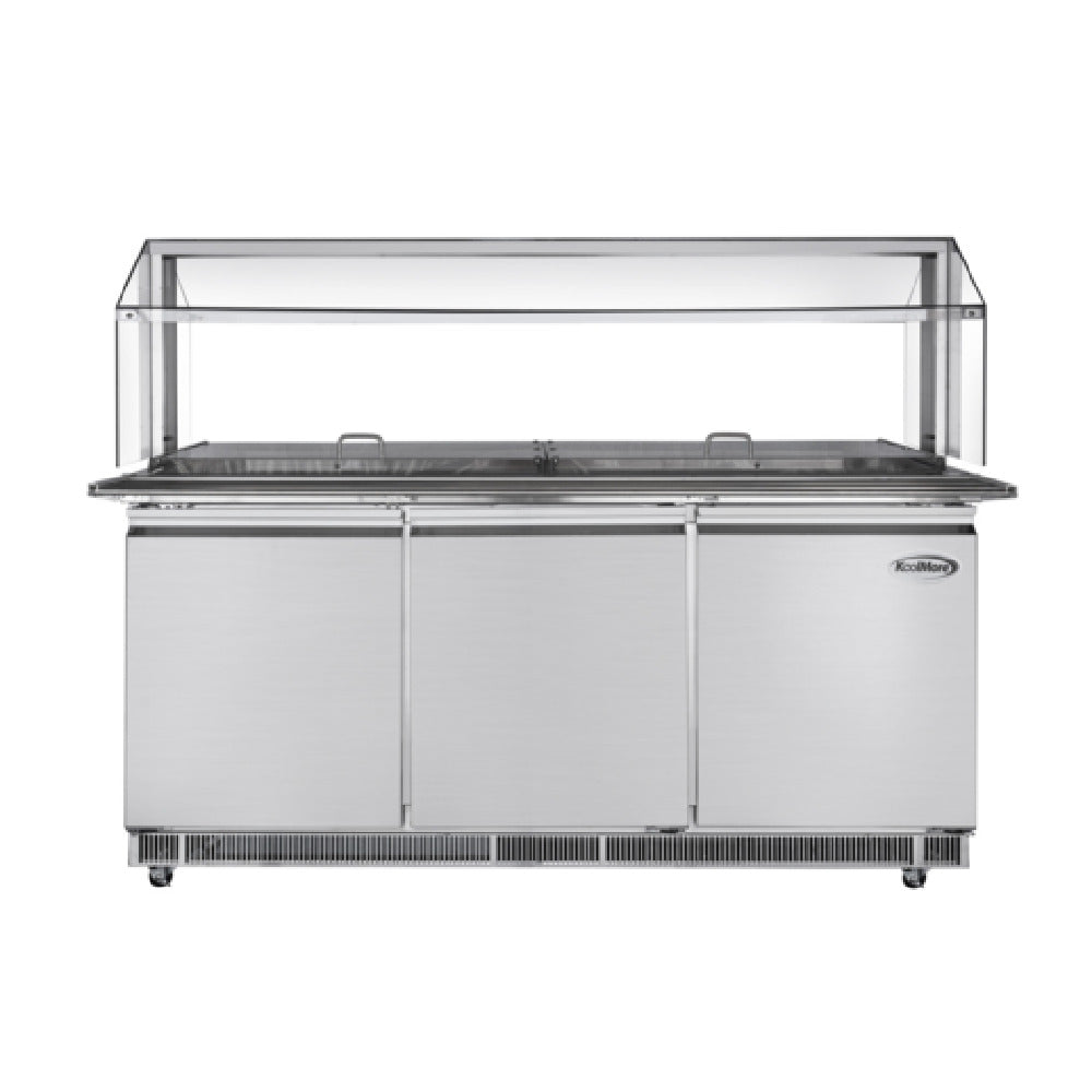 Koolmore KM-RBT-72CSFG Commercial Refrigerated Prep Station 70-3/5"W X 29-1/2"D X 35-1/5"H