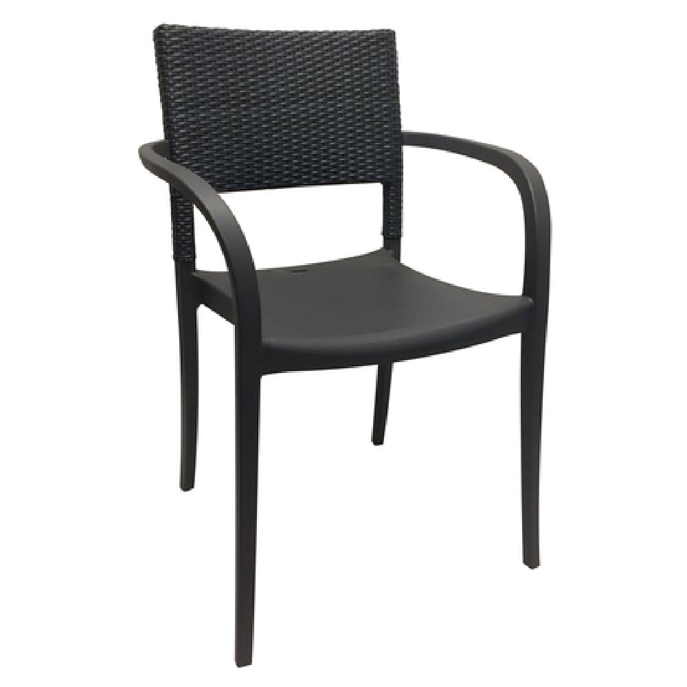 Grosfillex US986002 Java Stacking Armchair Indoor/outdoor Use Synthetic Wicker Back