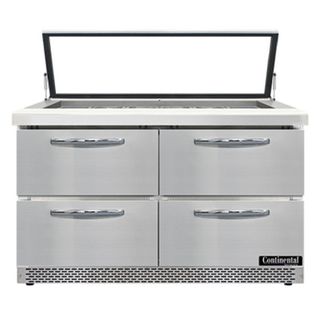 Continental Refrigerator SW48N18M-HGL-FB-D Mighty Top Sandwich Unit With Hinged Glass Lid