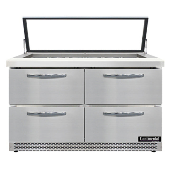 Continental Refrigerator SW48N18M-HGL-FB-D Mighty Top Sandwich Unit With Hinged Glass Lid