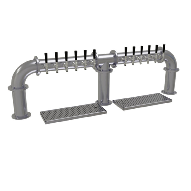 Glastender PB-12-SS Pipe Bridge Draft Dispensing Tower Countertop (12) Stainless Steel Faucets (handles Not Included)