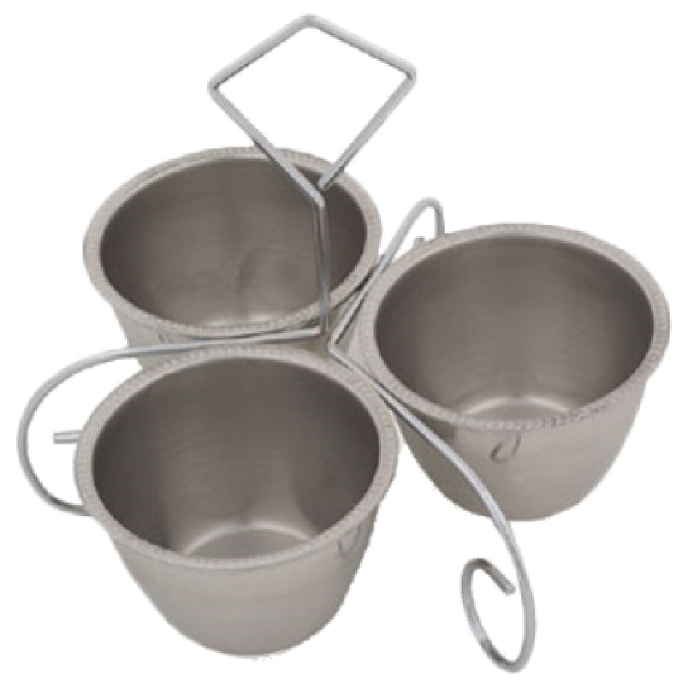 Royal Industries ROY S 3 Three Way Server (3) 10 Oz. Stainless Steel Bowls Chrome Frame Server