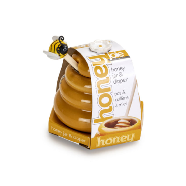 Harold Import Co. 80152 Joie's Mini Beehive Honey Jar And Honey Dipper Set Ceramic Jar And Wood Dipper