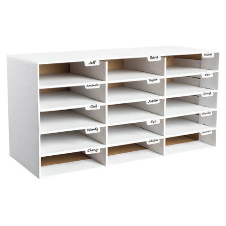 Alpine Industries ADI501-15-WHI Literature File Organizer 15 Compartment Cardboard