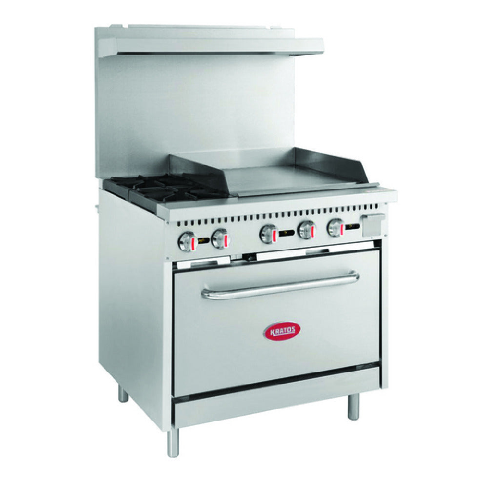 Hubert 79855 - Kratos® Gas Range, 36"W X 32-3/5"D X 60-2/5"H, 24" Griddle