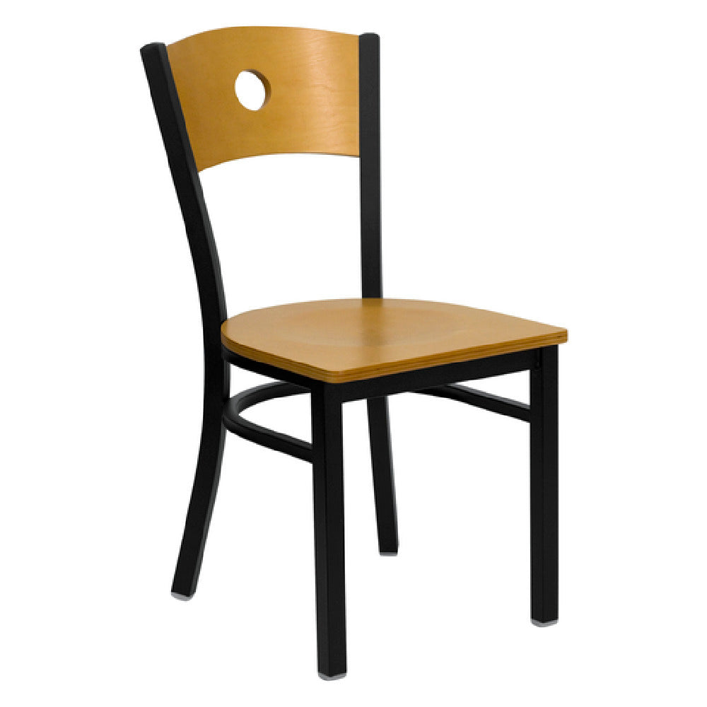 Flash Furniture XU-DG-6F2B-CIR-NATW-GG Hercules Series Restaurant Chair Natural Finish Plywood Back With Circle Cutout