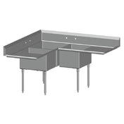 SPG CS-3N20-2D-18 - Universal Stainless Corner Sink, Three Compartment, 18" Left & Right-hand Drainboards