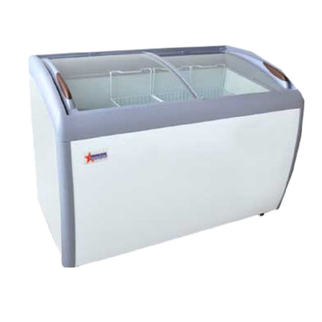 Omcan 27941 (FR-CN-1245) Ice Cream Freezer 12.8 Cu. Ft. Capacity (2) Sliding Doors With Curved Glass