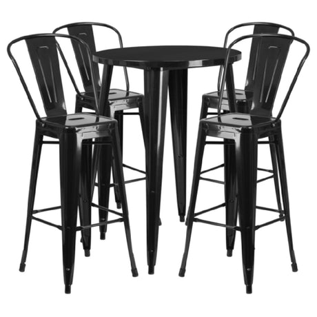 Flash Furniture CH-51090BH-4-30CAFE-BK-GG Table And Bar Stool Set Includes (1) 30" Dia. X 41"H Table