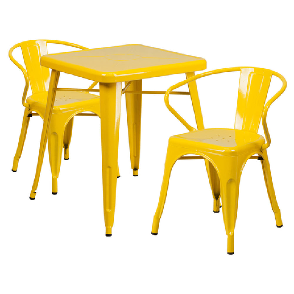 Flash Furniture CH-31330-2-70-YL-GG Table And Chair Set Includes (1) 23-3/4"W X 23-3/4"D X 29"H Table (footprint: 27-3/4"W X 27-3/4"D)