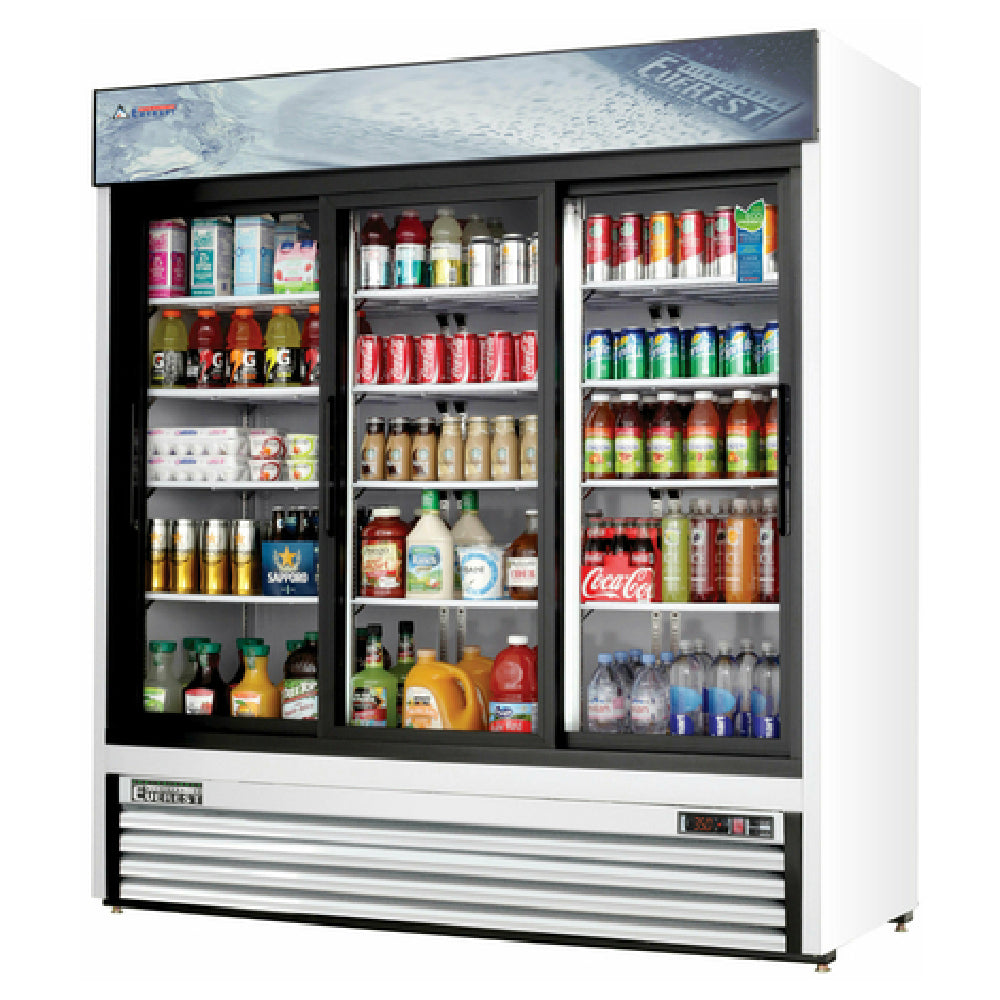 Everest Refrigeration EMGR69 Reach-In Glass Door Merchandiser Refrigerator Three-section