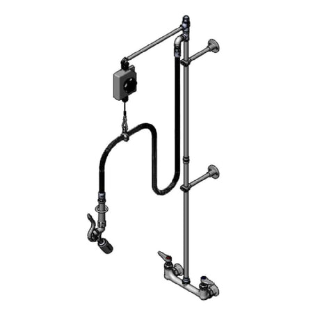 T&S Brass B-0129 Pre-Rinse Unit Wall Mount Mixing Faucet With 8" Adjustable Centers