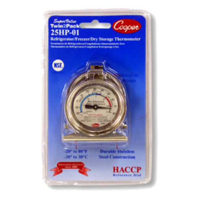 Cooper Atkins 25HP-01C-2 Refrigerator/Freezer/Dry Storage Thermometer Colored 2" Dial Zoned With Specific Applications And HACCP Guidelines