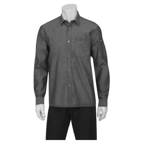 Chef Works SKL001BLKS Men's Detroit Shirt Roll-up Long Sleeves With 1-button Tab