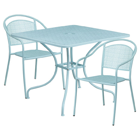 Flash Furniture CO-35SQ-03CHR2-SKY-GG Patio Table Set Includes (1) Table: 35-1/2"W X 35-1/2"D X 28-3/4"H