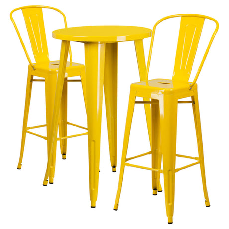 Flash Furniture CH-51080BH-2-30CAFE-YL-GG Table And Bar Stool Set Includes (1) 24" Dia. X 41"H Table