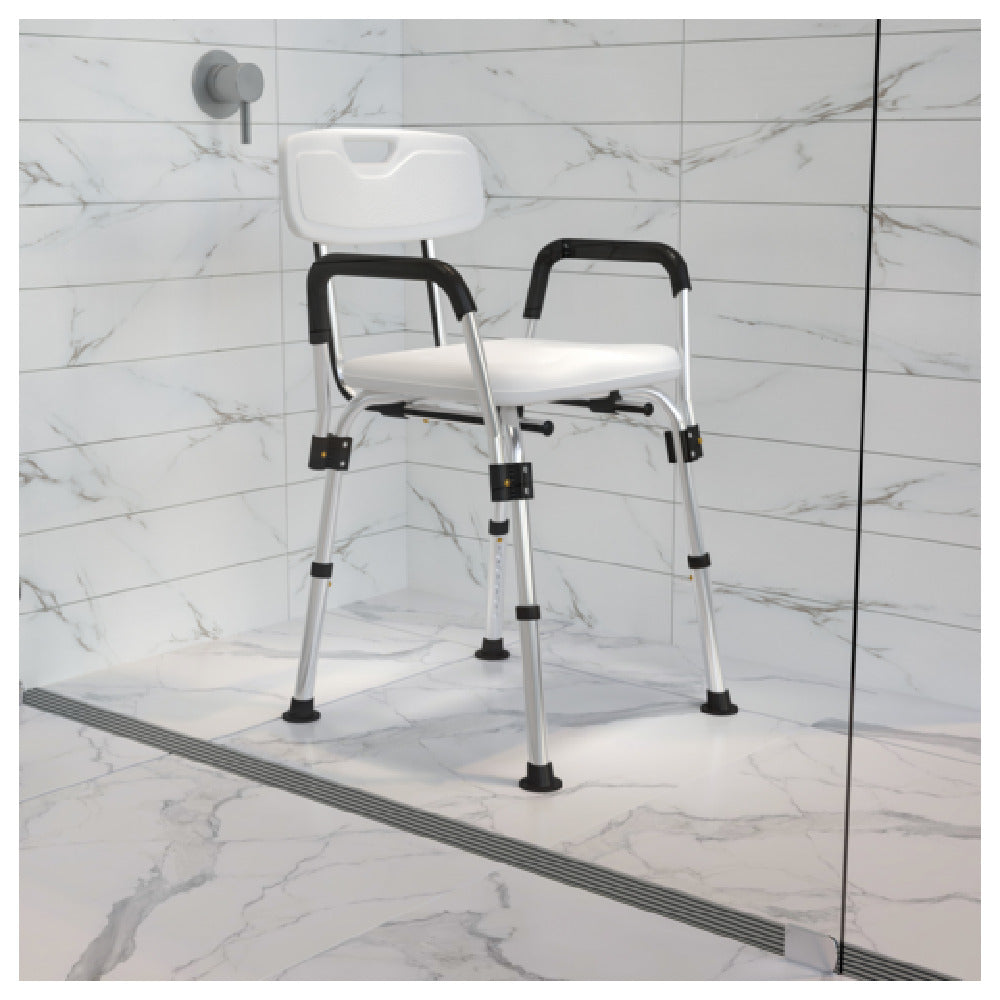 Flash Furniture DC-HY3520L-WH-GG Hercules Series Shower Chair 28" To 33" Adjustable Height