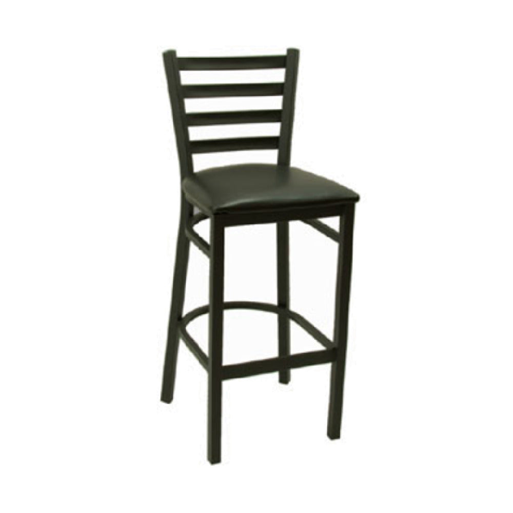 Klinger's Trading C700-BS-BLACK Bar Stool Ladder Back Black Upholstered Seat