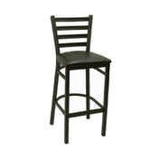 Klinger's Trading C700-BS-BLACK Bar Stool Ladder Back Black Upholstered Seat