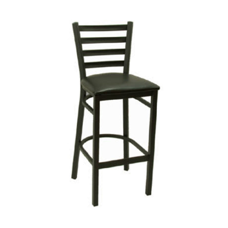 Klinger's Trading C700-BS-BLACK Bar Stool Ladder Back Black Upholstered Seat