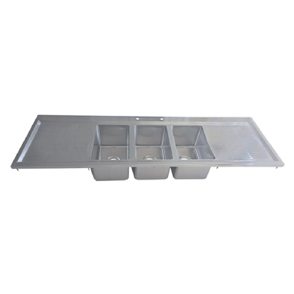 BK Resources BK-DIS-1014-3-18T-PG Drop-In Sink Three Compartment 70-1/8"W X 20"D X 10-5/8"H Overall Size