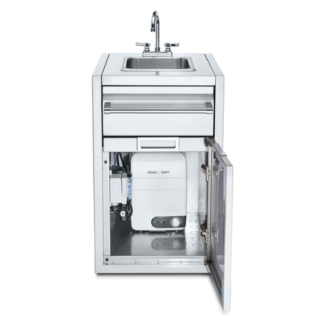 Crown Verity IBISC-SK-WH Small Built-In Cabinet With Sink & Water Heater Includes Paper Towel Holder