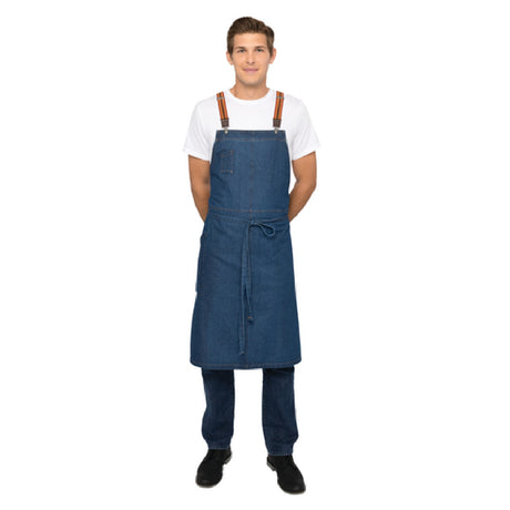 Chef Works ACS01-MDB-0 Berkeley Chef's Bib Apron 40"L X 39"W Includes Suspender Set (XNS02-RUC)