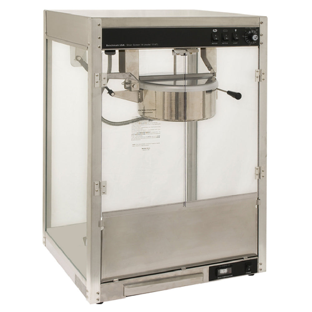 Winco 11147 Benchmark Silver Screen Popcorn Machine Electric Countertop