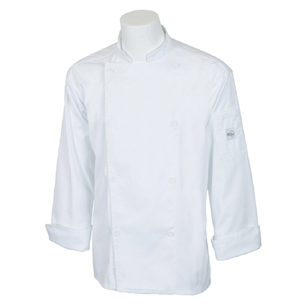 Mercer Culinary M61010WHS Genesis Unisex Chef Jacket (8) Traditional Buttons Utility Shoulder Pocket