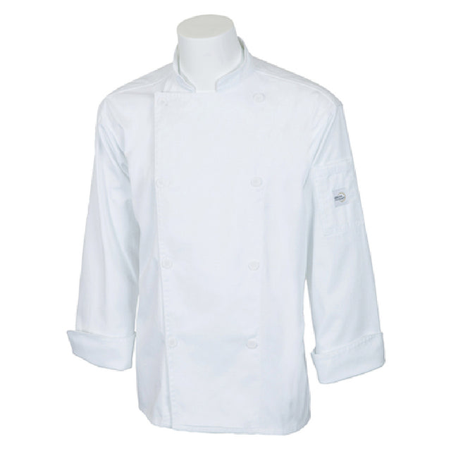 Mercer Culinary M61010WHXS Genesis Unisex Chef Jacket (8) Traditional Buttons Utility Shoulder Pocket