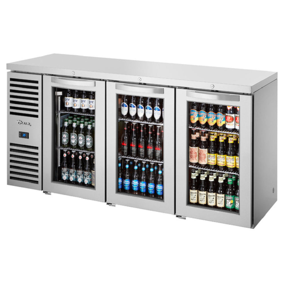 True Refrigeration TBR72-RISZ1-L-S-GGG-1 Refrigerated Back Bar Cooler Three-section