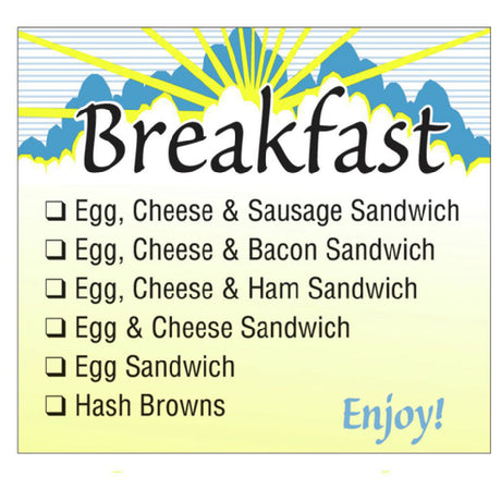 Hubert 13382 - Food Information Label, "Breakfast Sandwich", 2-1/2" X 2-1/8"