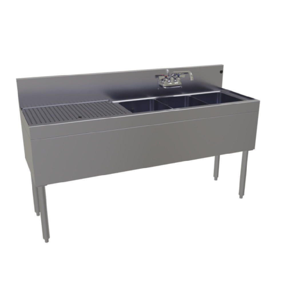 Glastender TSA-60R-S Underbar Sink Unit Three Compartment 60"W X 19"D