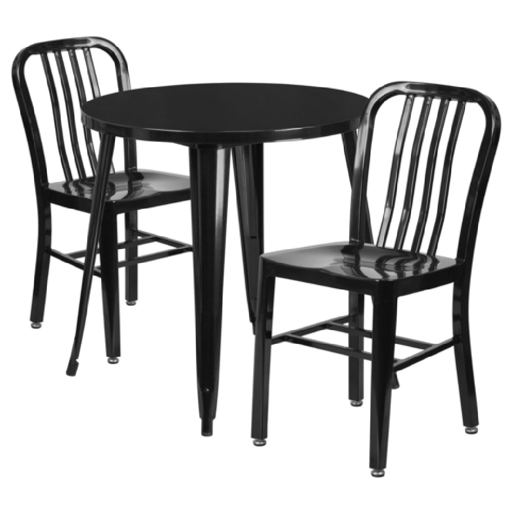 Flash Furniture CH-51090TH-2-18VRT-BK-GG Table And Chair Set Includes (1) 30" Dia. X 29-1/2"H Table