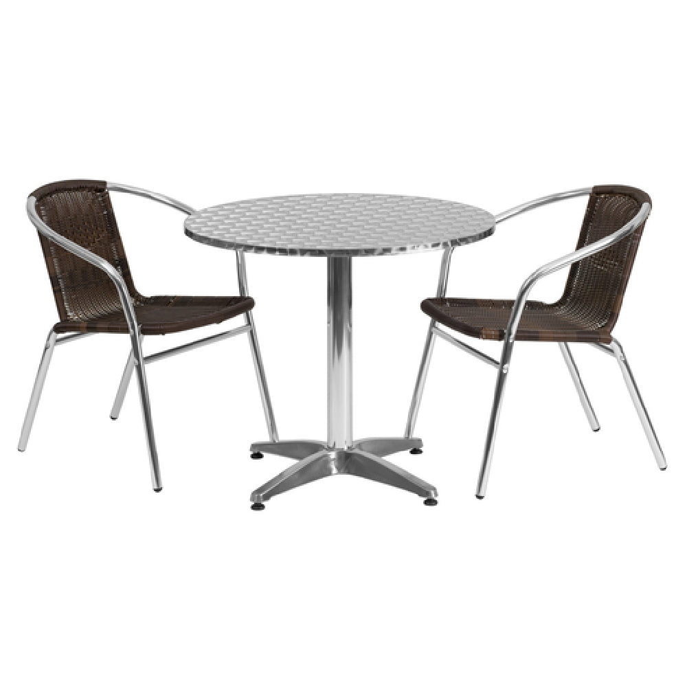 Flash Furniture TLH-ALUM-32RD-020CHR2-GG Table & Chair Set Includes (1) 31-1/2" Dia. X 27-1/2"H Table