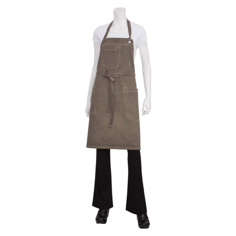 Chef Works ABAQ054-EAB-0 Dorset Bib Apron 34"L X 30"W Adjustable Neck With Grommet