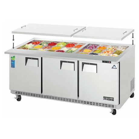 Everest Refrigeration EOTP3 Open Top Prep Table Mega-Top Three-section