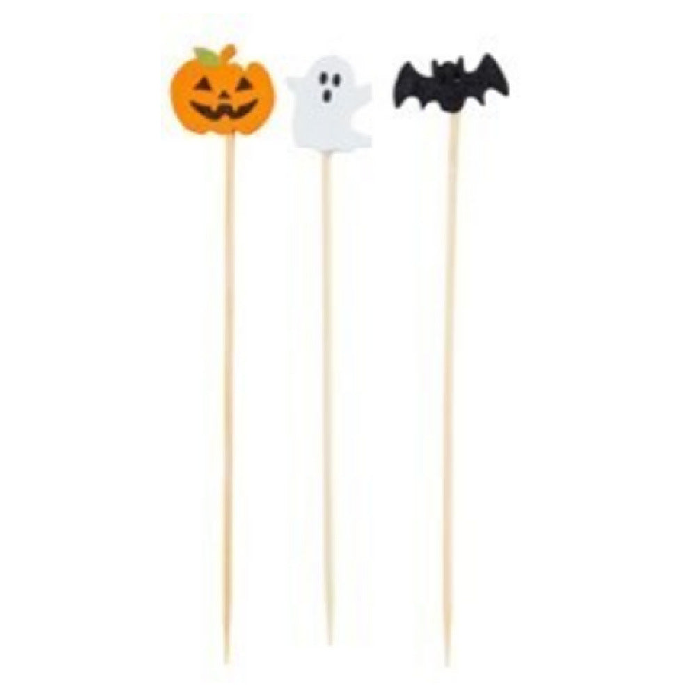 Tablecraft 12141 Decorative Picks Halloween (assorted: Pumpkin Ghost & Bat)