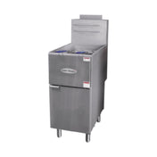 Serv-Ware SGF-40L - Serv-Ware - Gas Cooking - 40 LB Deep Fryer - Liquid Propane - Dimensions: 15.5" W X 30.2" D X 46.5" H - Temperature Range: 200°F - 400°F - BTU/H: 30,000 Per Burner - # Of Burners: 3 - Gas Inlet: 1/2 In. - Gas Line: 3/4 - W.C. For Natural Gas: 4 In. - W.C. For LP: 10 In. - Easy Start Continuous Pilot
