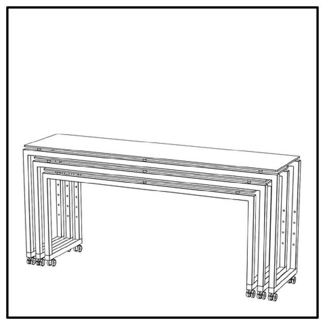 Bauscher Hepp VE-51050 - Venta® Buffet Table, (set Of Three Tables) On Castors With Integrated Height Adjustment