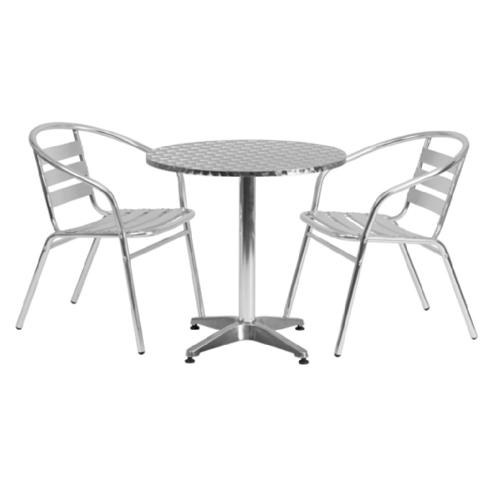 Flash Furniture TLH-ALUM-28RD-017BCHR2-GG Table & Chair Set Includes (1) 27-1/2" Dia. X 27-1/2"H Table