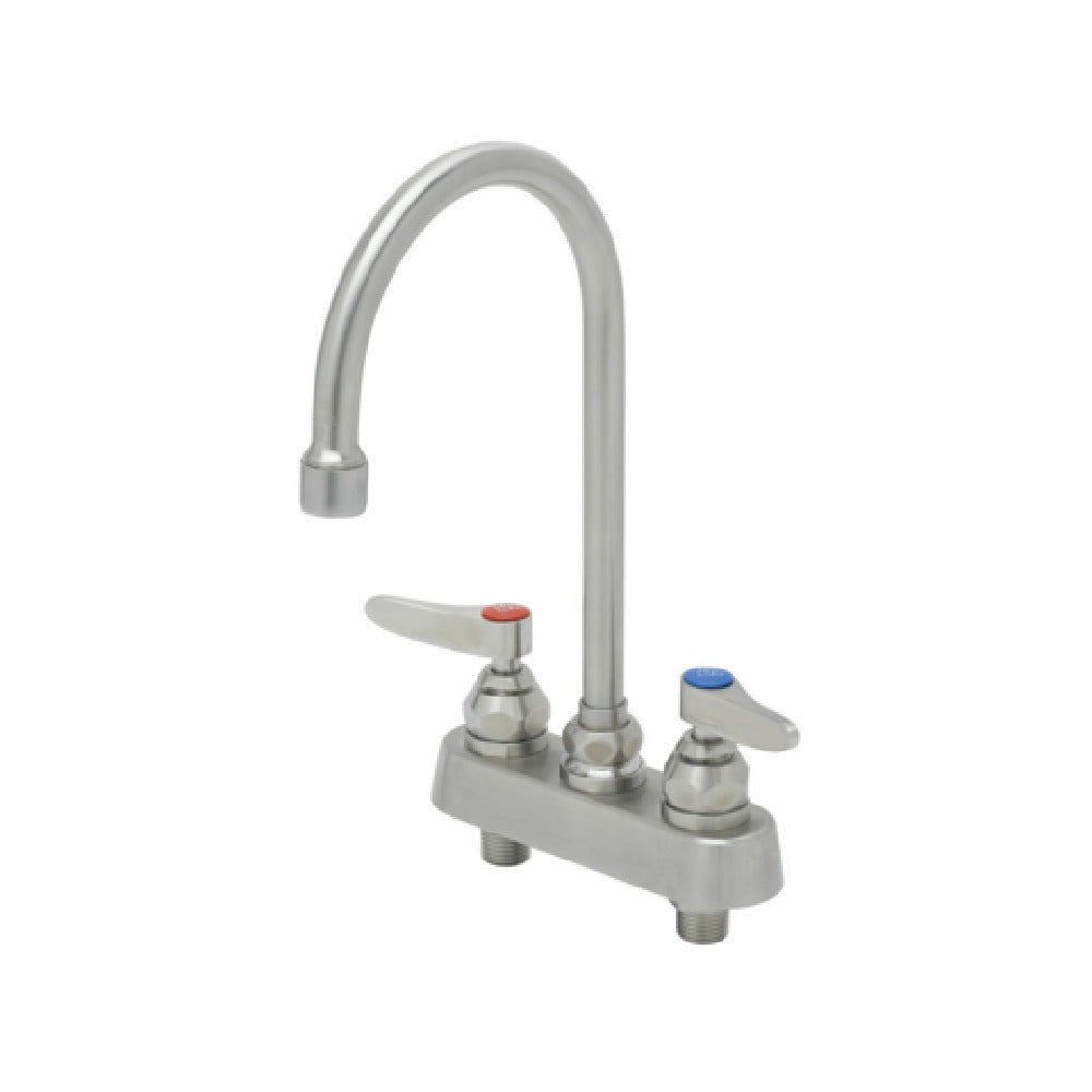 T&S Brass S-1141 EverSteel 4" Stainless Steel Deck Mount Workboard Faucet With Stainless Steel Lever Handles