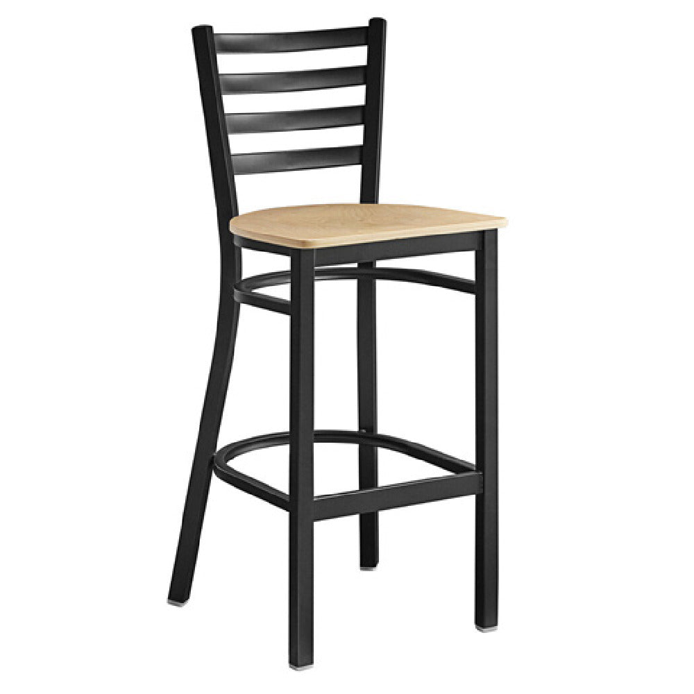 Omcan 47159 (47159) Bar Height Metal Ladder Back Chair With Natural Wood Seat